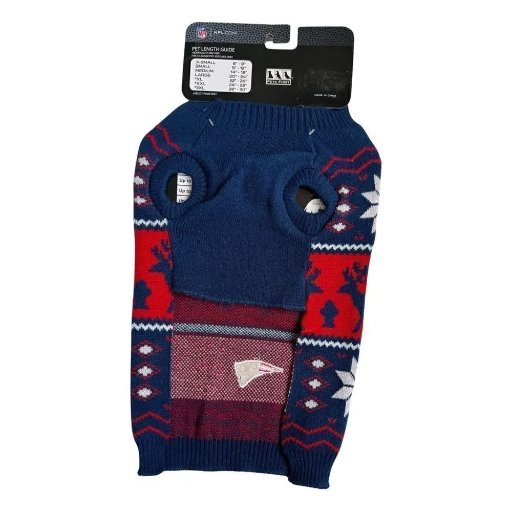 NFL Officially Licensed New England Patriots Petwear Knit Dog Sweater Medium NWT